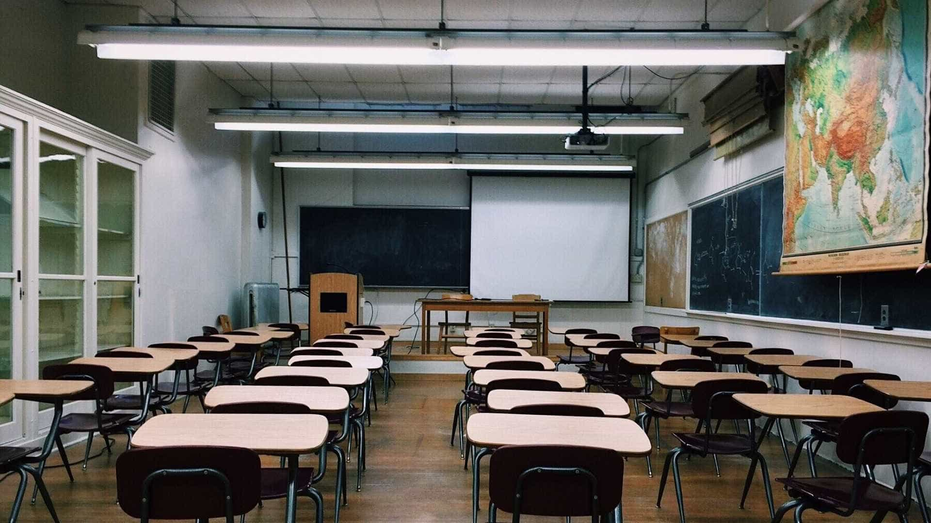 sala de aula sem alunos