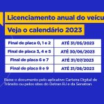 Calendário licenciamento 2023