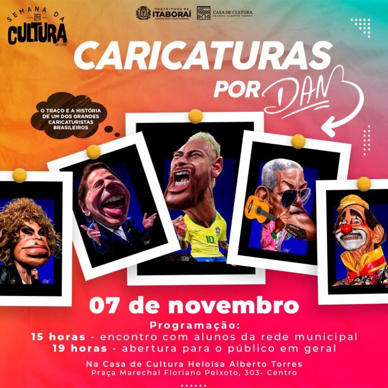 Casa de Cultura abriga exposição 'Caricaturas do Dan' até 7 de dezembro