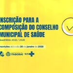 Inscrições abertas para composição do Conselho Municipal de Saúde