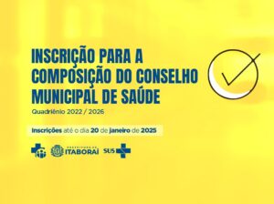 Inscrições abertas para composição do Conselho Municipal de Saúde