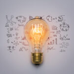 Light bulb with drawing graph