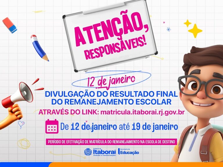 Prefeitura de Itaboraí divulga resultado final do remanejamento escolar a partir de 12 de janeiro