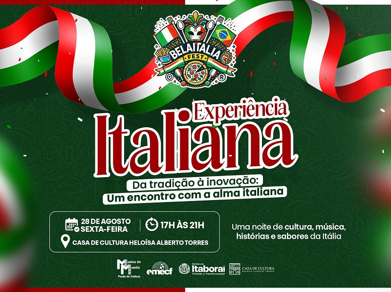 Itaboraí recebe “Experiência Italiana” com música, cultura, histórias e sabores nesta sexta-feira (2808)